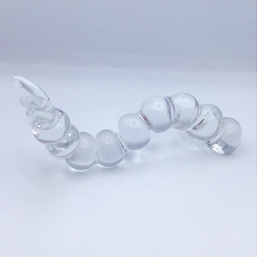 Vintage FM Konstglas Ronneby Sweden Crystal Caterpillar Mid-Century